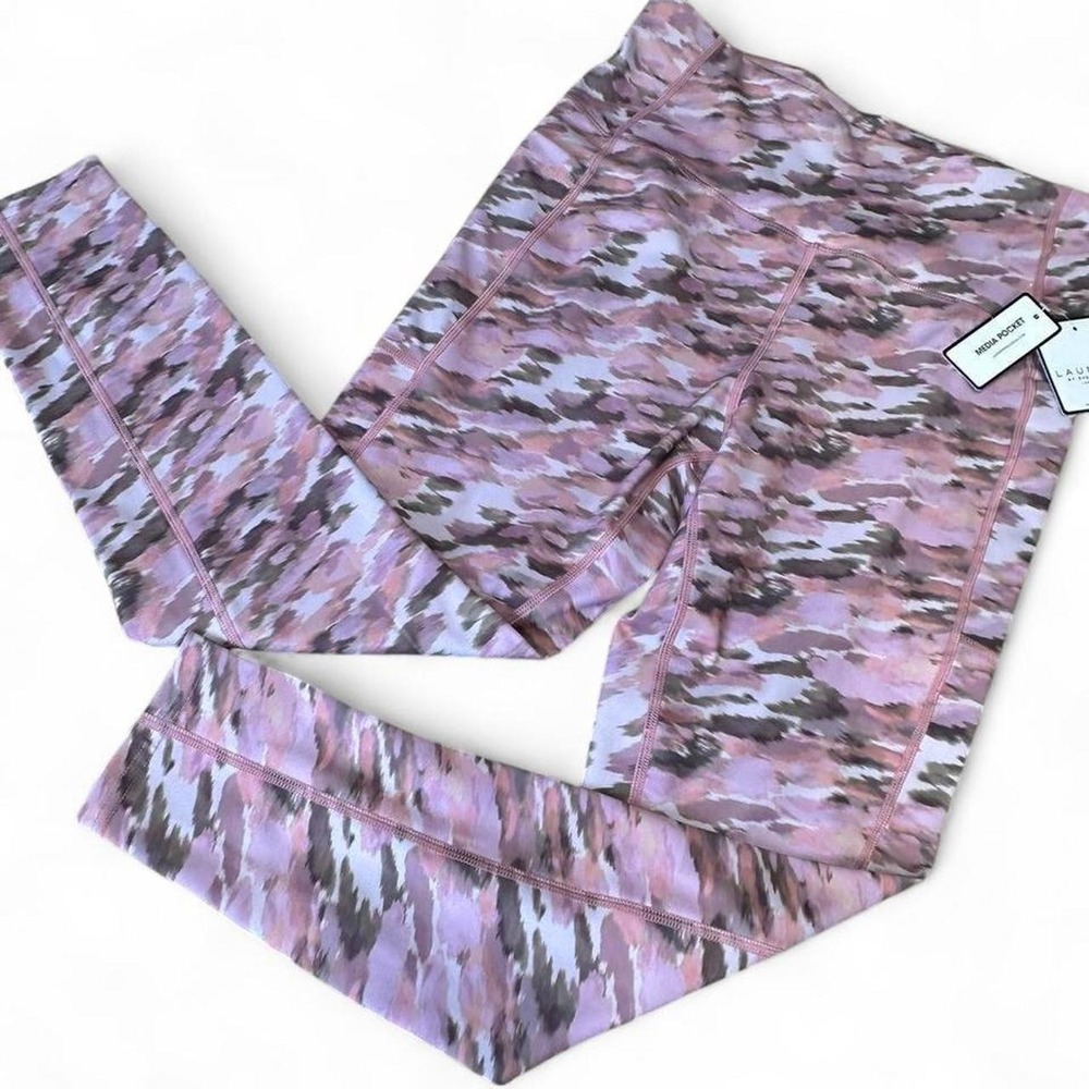 NWT $68 Laundry by Shelli Segal Feminine Watercolor Pink Clay 7/8 Leggings